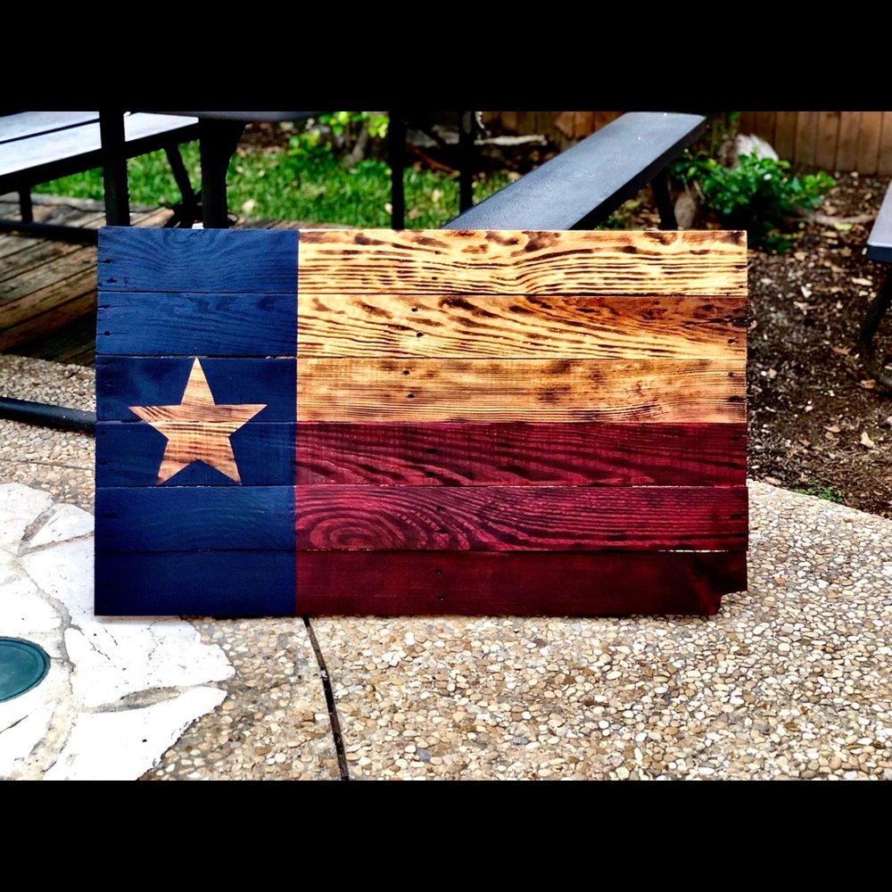 Rustic wooden Texas Flag